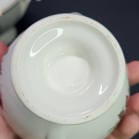 Vintage Garden Rose China Sugar Bowl and Creamer Gold Trimmed SET - Picture 8 of 11